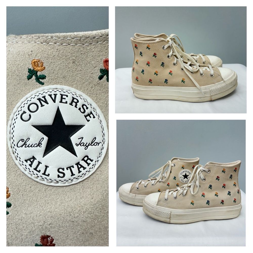 VHTF Converse platform floral suede high top‎ athletic tennis shoes women's 10